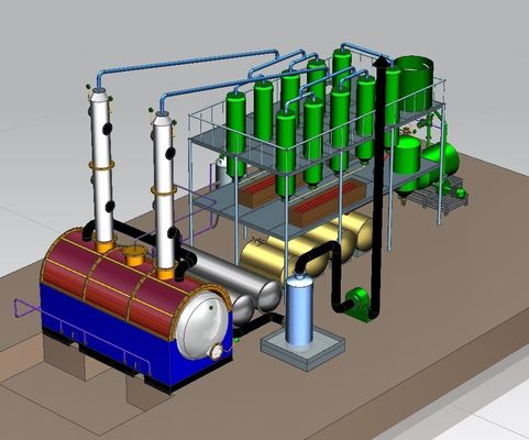 30TPD Refinado de residuos de aceite de motor a equipo de destilación de diesel en 150 metros cuadrados